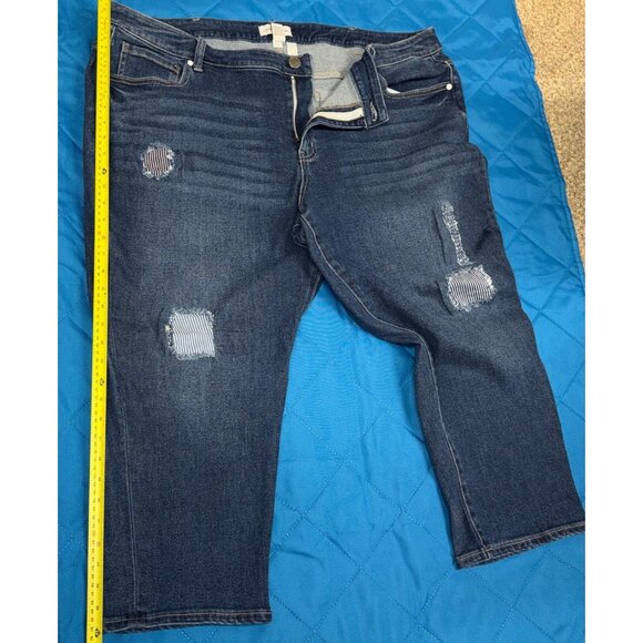 Lane Bryant Girlfriend Crop Jeans Size 26 Mid Rise Flex Waistband Distressed - Picture 11 of 16